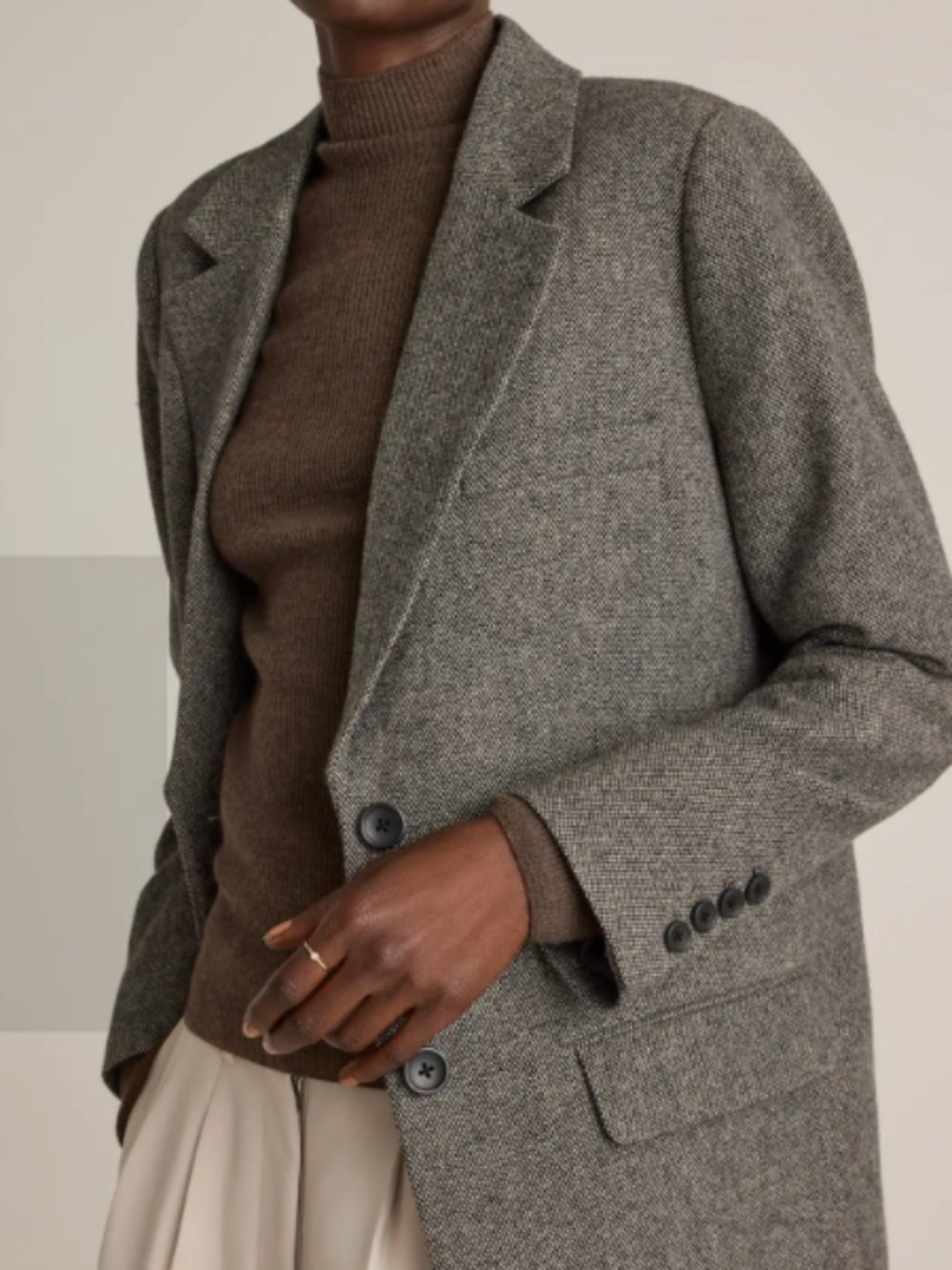 Quince Grey Herringbone Wool-Blend Blazer